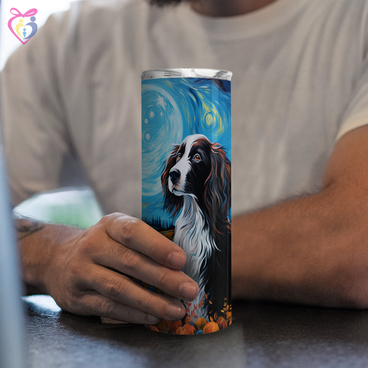 Irish Setters Halloween With Pumpkin 20oz Skinny Tumbler, Holiday Skinny Tumbler, For Dog Lovers, Vibrant Tumbler, Trending Tumbler