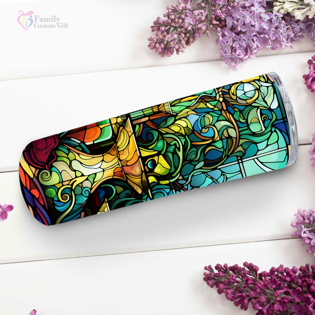 Mysterious Absinthe In Stained Glass 20oz Skinny Tumbler, Alcohol Drink Glass Green Fairy, Alcohol Tumbler, Vibrant Tumbler, Trending Tumbler