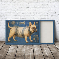 Thumbnail for Drawings French Bulldog Da Vinci Style Vintage Framed Canvas Prints Wall Art Hanging Home Decor