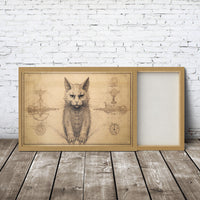 Thumbnail for Drawings Cat Da Vinci Style Vintage Framed Canvas Prints Wall Art Hanging Home Decor