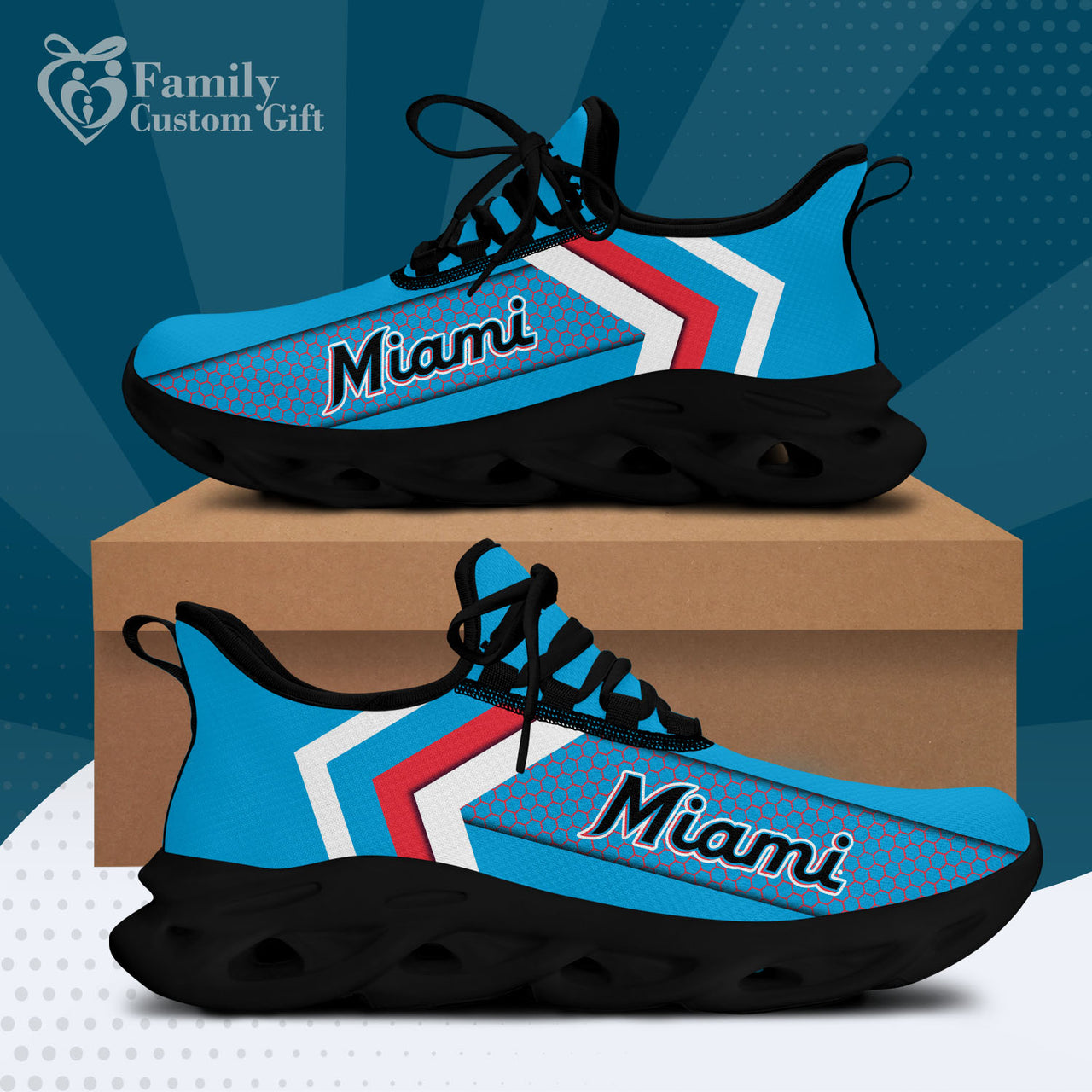 Miami Baseball Marlins Personalized Max Soul Sneakers Running Sport Shoes for Men Women