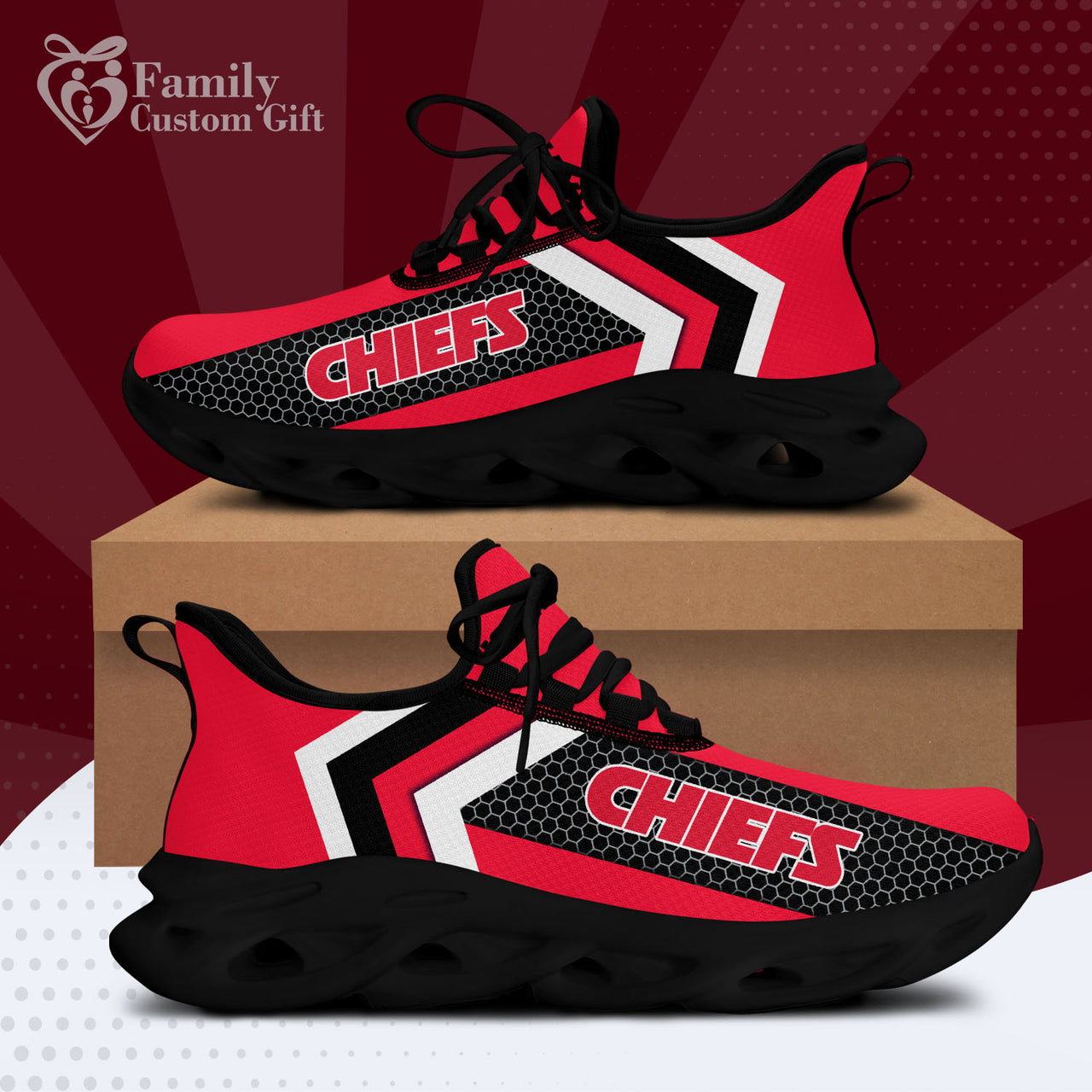 Kansas City Chiefs Custom Name Personalized Max Soul Sneakers