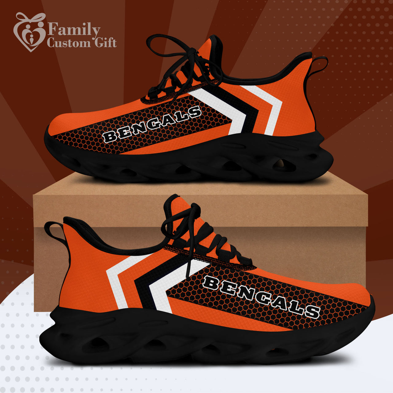 Cincinnati Football Bengals Personalized Max Soul Sneakers Running Sport Shoes for Men Women