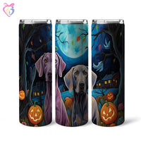 Thumbnail for Weimaraners Halloween With Pumpkin 20oz Skinny Tumbler, Holiday Skinny Tumbler, For Dog Lovers, Vibrant Tumbler, Trending Tumbler