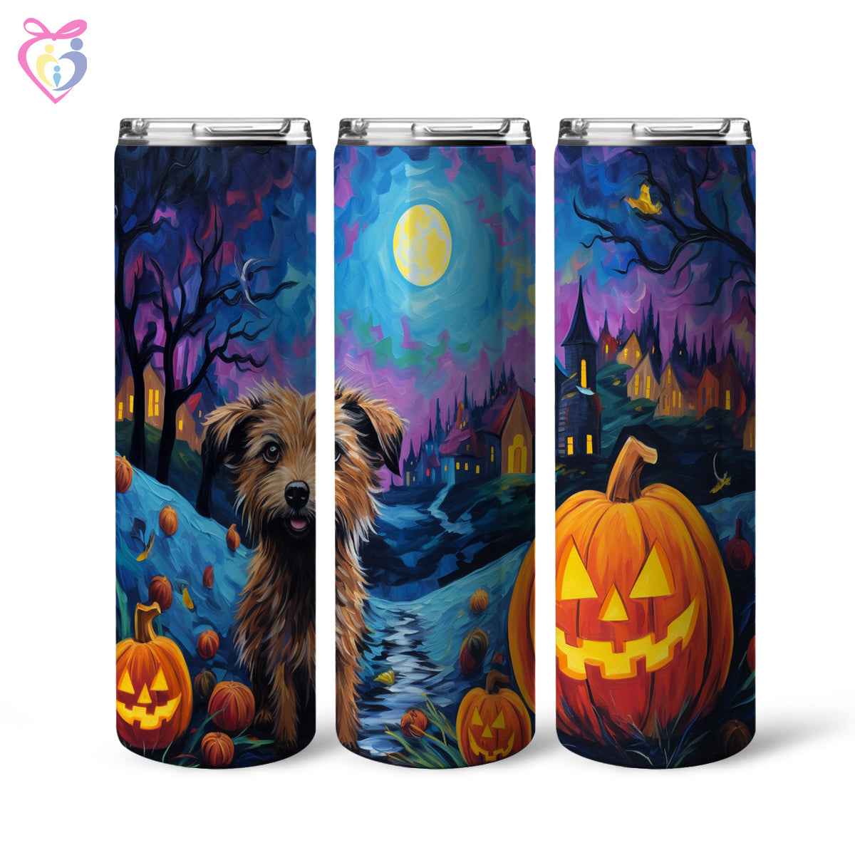 Chinese Cresteds Halloween With Pumpkin 20oz Skinny Tumbler, Holiday Skinny Tumbler, For Dog Lovers, Vibrant Tumbler, Trending Tumbler