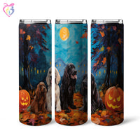 Thumbnail for English Cocker Spaniels Halloween With Pumpkin 20oz Skinny Tumbler, Holiday Skinny Tumbler, For Dog Lovers, Vibrant Tumbler, Trending Tumbler