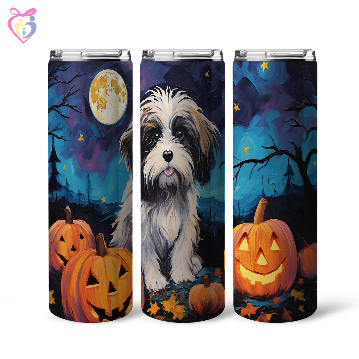 Havanese Halloween With Pumpkin 20oz Skinny Tumbler, Holiday Skinny Tumbler, For Dog Lovers, Vibrant Tumbler, Trending Tumbler