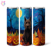 Thumbnail for Scottish Terriers Halloween With Pumpkin 20oz Skinny Tumbler, Holiday Skinny Tumbler, For Dog Lovers, Vibrant Tumbler, Trending Tumbler