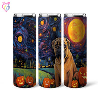 Thumbnail for Mastiffs Halloween With Pumpkin 20oz Skinny Tumbler, Holiday Skinny Tumbler, For Dog Lovers, Vibrant Tumbler, Trending Tumbler