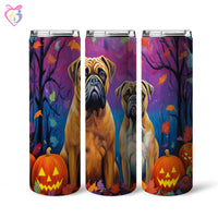 Thumbnail for Bullmastiffs Halloween With Pumpkin 20oz Skinny Tumbler, Holiday Skinny Tumbler, For Dog Lovers, Vibrant Tumbler, Trending Tumbler