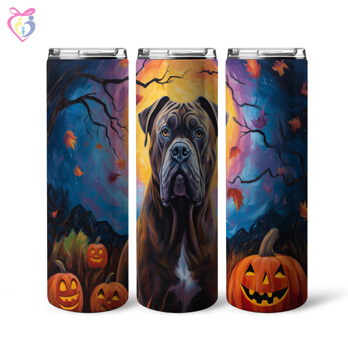 Cane Corso Halloween With Pumpkin 20oz Skinny Tumbler, Holiday Skinny Tumbler, For Dog Lovers, Vibrant Tumbler, Trending Tumbler