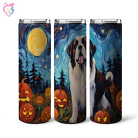 Thumbnail for St. Bernards Halloween With Pumpkin 20oz Skinny Tumbler, Holiday Skinny Tumbler, For Dog Lovers, Vibrant Tumbler, Trending Tumbler