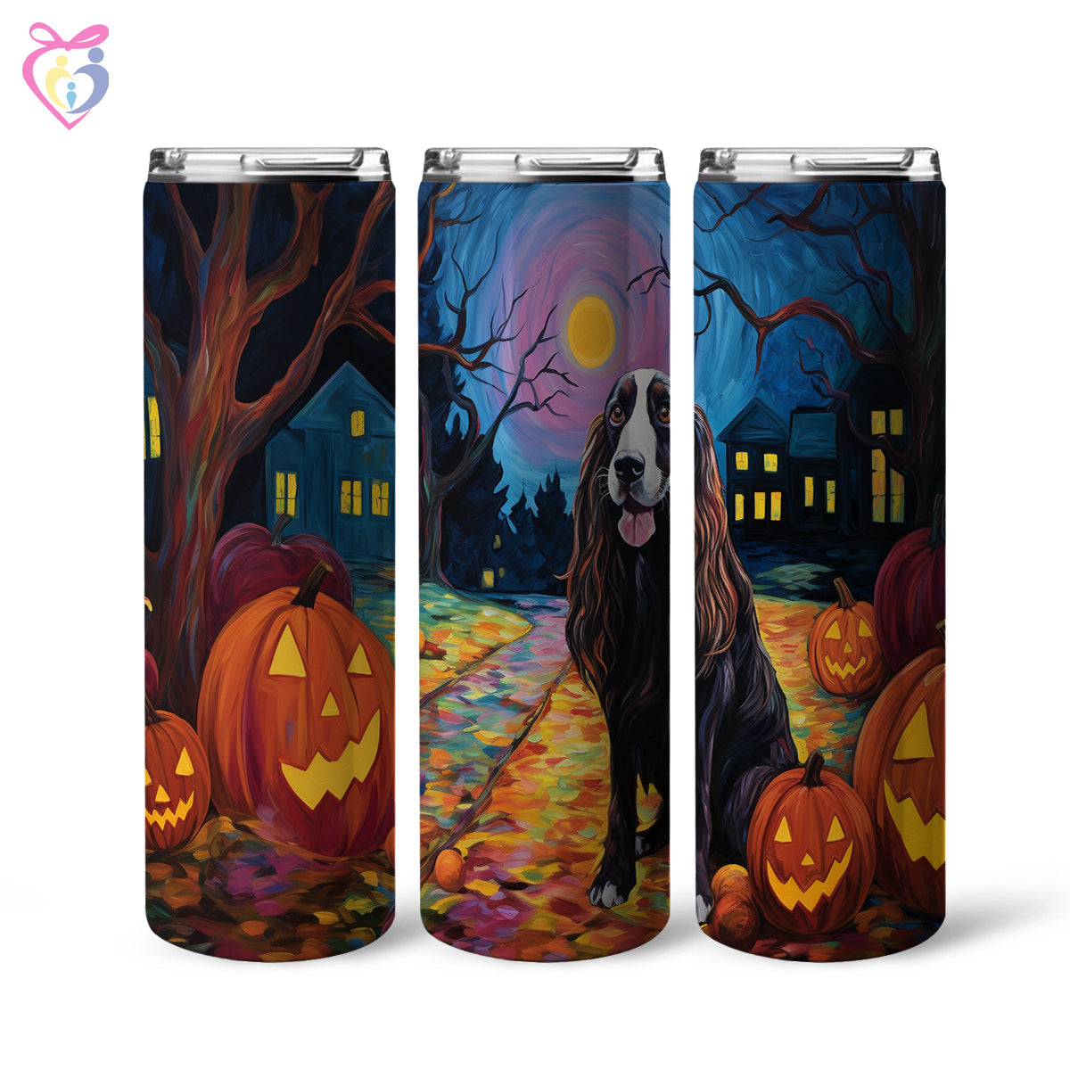 Gordon Setters Halloween With Pumpkin 20oz Skinny Tumbler, Holiday Skinny Tumbler, For Dog Lovers, Vibrant Tumbler, Trending Tumbler