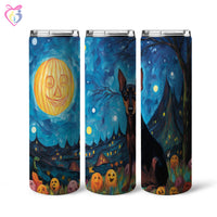 Thumbnail for Doberman Pinschers Halloween With Pumpkin 20oz Skinny Tumbler, Holiday Skinny Tumbler, For Dog Lovers, Vibrant Tumbler, Trending Tumbler