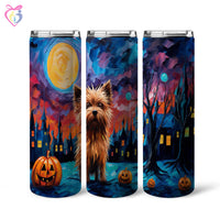 Thumbnail for Yorkshire Terriers Halloween With Pumpkin 20oz Skinny Tumbler, Holiday Skinny Tumbler, For Dog Lovers, Vibrant Tumbler, Trending Tumbler