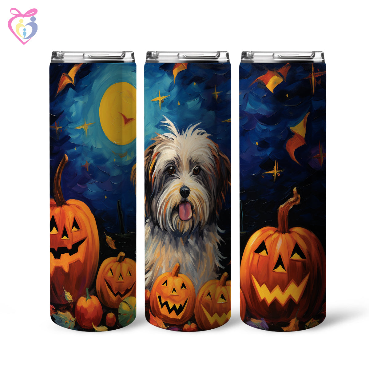 Havanese Halloween With Pumpkin 20oz Skinny Tumbler, Holiday Skinny Tumbler, For Dog Lovers, Vibrant Tumbler, Trending Tumbler