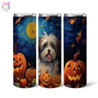 Thumbnail for Havanese Halloween With Pumpkin 20oz Skinny Tumbler, Holiday Skinny Tumbler, For Dog Lovers, Vibrant Tumbler, Trending Tumbler