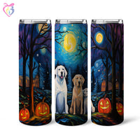 Thumbnail for Labrador Retrievers Halloween With Pumpkin 20oz Skinny Tumbler, Holiday Skinny Tumbler, For Dog Lovers, Vibrant Tumbler, Trending Tumbler