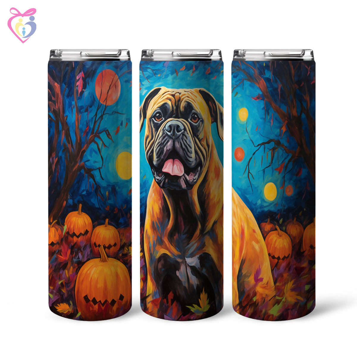 Cane Corso Halloween With Pumpkin 20oz Skinny Tumbler, Holiday Skinny Tumbler, For Dog Lovers, Vibrant Tumbler, Trending Tumbler