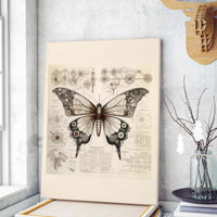 Thumbnail for Drawings Butterfly 02 Da Vinci Style Vintage Framed Canvas Prints Wall Art Hanging Home Decor
