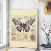 Thumbnail for Drawings Butterfly Da Vinci Style Vintage Framed Canvas Prints Wall Art Hanging Home Decor