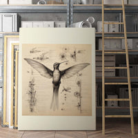 Thumbnail for Drawings Hummingbirds 06 Da Vinci Style Vintage Framed Canvas Prints Wall Art Hanging Home Decor