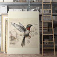 Thumbnail for Drawings Hummingbirds 02 Da Vinci Style Vintage Framed Canvas Prints Wall Art Hanging Home Decor
