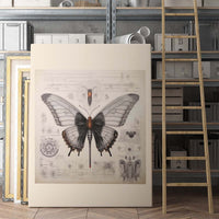 Thumbnail for Drawings Butterfly 03 Da Vinci Style Vintage Framed Canvas Prints Wall Art Hanging Home Decor