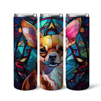 Thumbnail for Chihuahua In Stained Glass 20oz Skinny Tumbler, Chihuahua Tumbler, Pets Dog Lover, Dog Mom Dog Dad, Vibrant Tumbler, Trending Tumbler