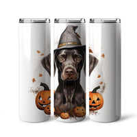 Thumbnail for Halloween German Shorthaired Pointer Sitting In Hall 20oz Skinny Tumbler, German Shorthaired Pointer Tumbler, Pets Dog Lover, Dog Mom Dog Dad, Vibrant Tumbler, Trending Tumbler