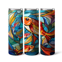 Thumbnail for Fish In Stained Glass 20oz Skinny Tumbler, Fish Lover, Colorful Tumbler, Vibrant Tumbler, Trending Tumbler