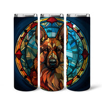 Thumbnail for German Shepherd In Stained Glass 20oz Skinny Tumbler, German Shepherd Tumbler, Pets Dog Lover, Dog Mom Dog Dad, Vibrant Tumbler, Trending Tumbler