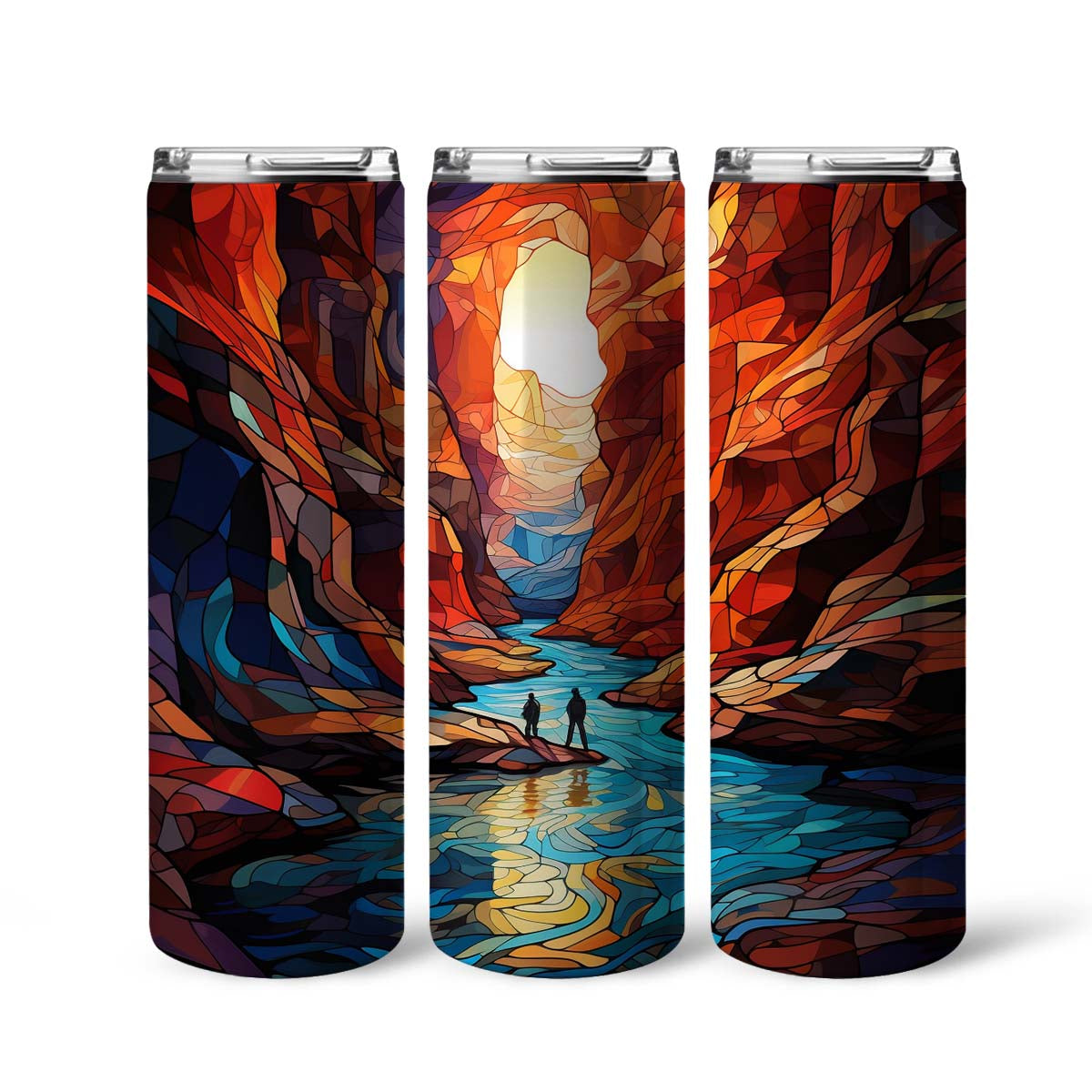 Canyoneering In Stained Glass 20oz Skinny Tumbler, Grand Canyon Tumbler, Outdoors Tumbler, Vibrant Tumbler, Trending Tumbler