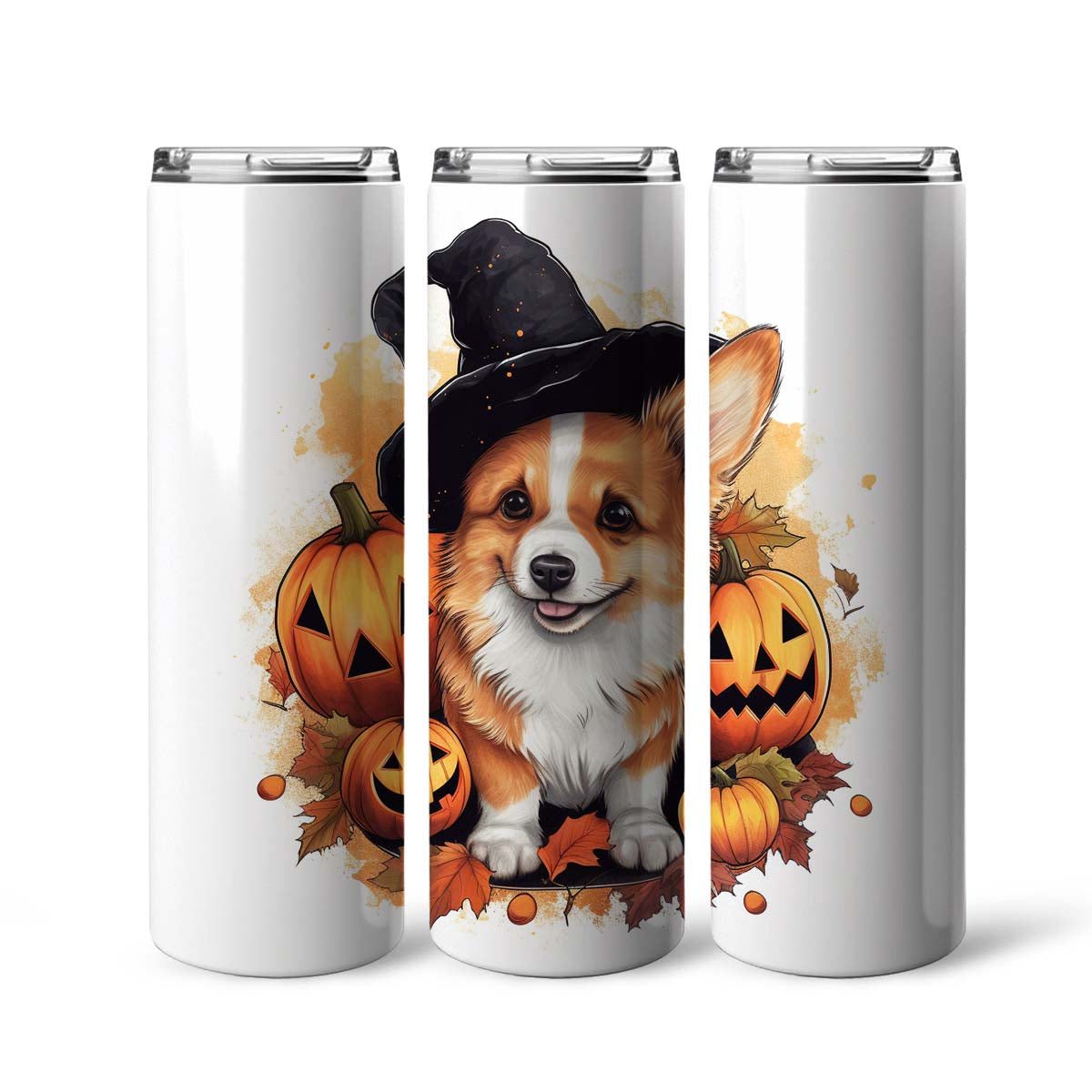 Funny Pembroke Welsh Corgi Halloween 20oz Skinny Tumbler, Pembroke Welsh Corgi Tumbler, Pets Dog Lover, Dog Mom Dog Dad, Vibrant Tumbler, Trending Tumbler