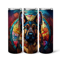 Thumbnail for German Shepherd In Stained Glass 20oz Skinny Tumbler, German Shepherd Tumbler, Pets Dog Lover, Dog Mom Dog Dad, Vibrant Tumbler, Trending Tumbler