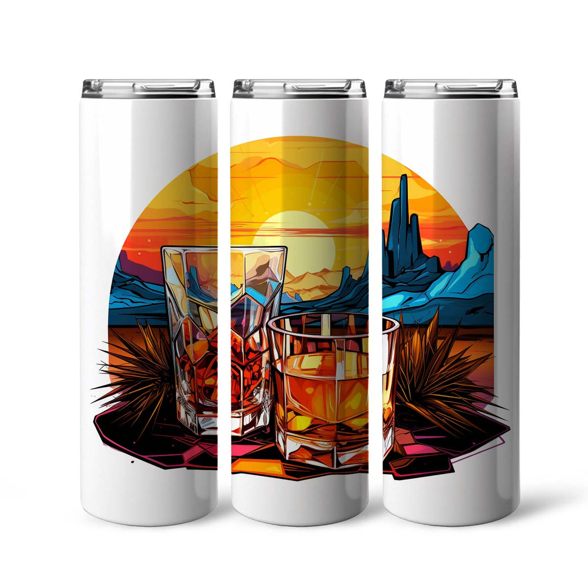 Colorful Tequila In Stained Glass 20oz Skinny Tumbler, Tequila Lover, Alcohol Tumbler, Vibrant Tumbler, Trending Tumbler