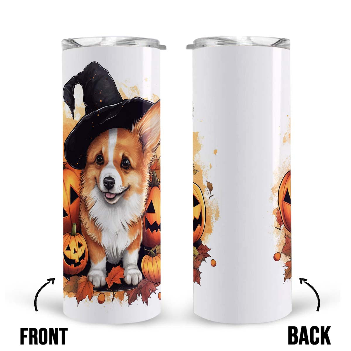 Funny Pembroke Welsh Corgi Halloween 20oz Skinny Tumbler, Pembroke Welsh Corgi Tumbler, Pets Dog Lover, Dog Mom Dog Dad, Vibrant Tumbler, Trending Tumbler