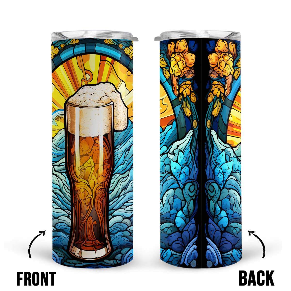 Mysterious Beer In Stained Glass 20oz Skinny Tumbler, Beer Lover, Alcohol Tumbler, Vibrant Tumbler, Trending Tumbler