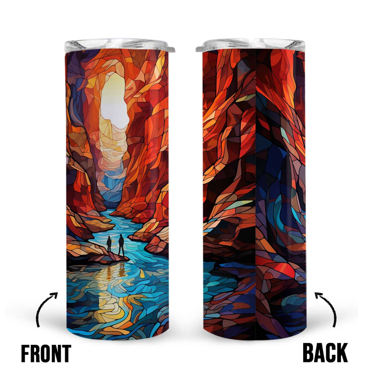 Canyoneering In Stained Glass 20oz Skinny Tumbler, Grand Canyon Tumbler, Outdoors Tumbler, Vibrant Tumbler, Trending Tumbler