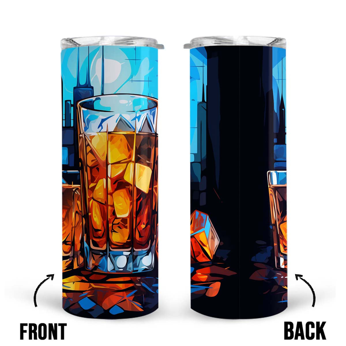 Premium Watercolor Whiskey In Stained Glass 20oz Skinny Tumbler, Whiskey Lover, Alcohol Tumbler, Vibrant Tumbler, Trending Tumbler