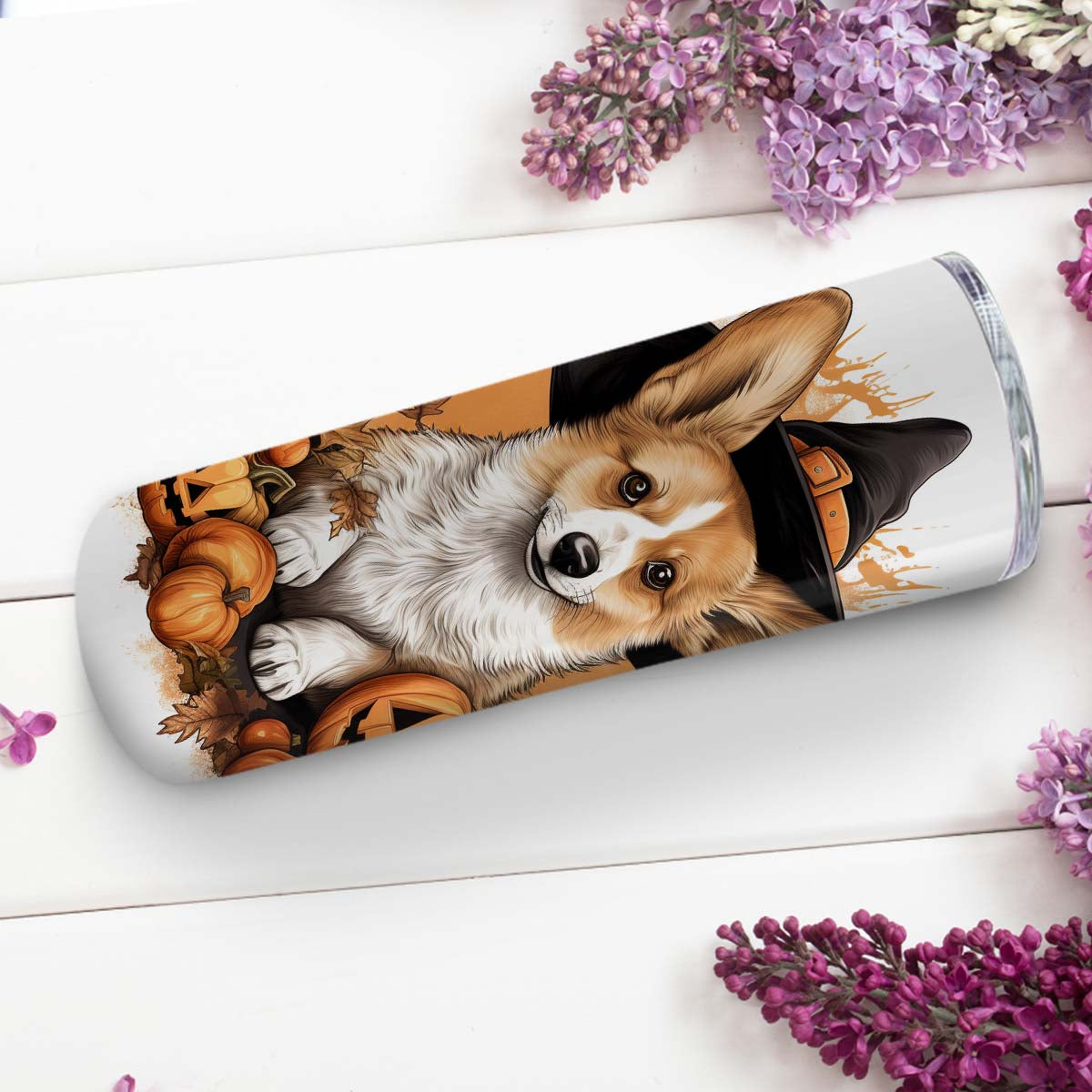 Funny Pembroke Welsh Corgi Halloween 20oz Skinny Tumbler, Pembroke Welsh Corgi Tumbler, Pets Dog Lover, Dog Mom Dog Dad, Vibrant Tumbler, Trending Tumbler