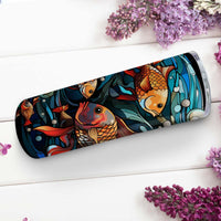 Thumbnail for Fish In Stained Glass 20oz Skinny Tumbler, Fish Lover, Colorful Tumbler, Vibrant Tumbler, Trending Tumbler