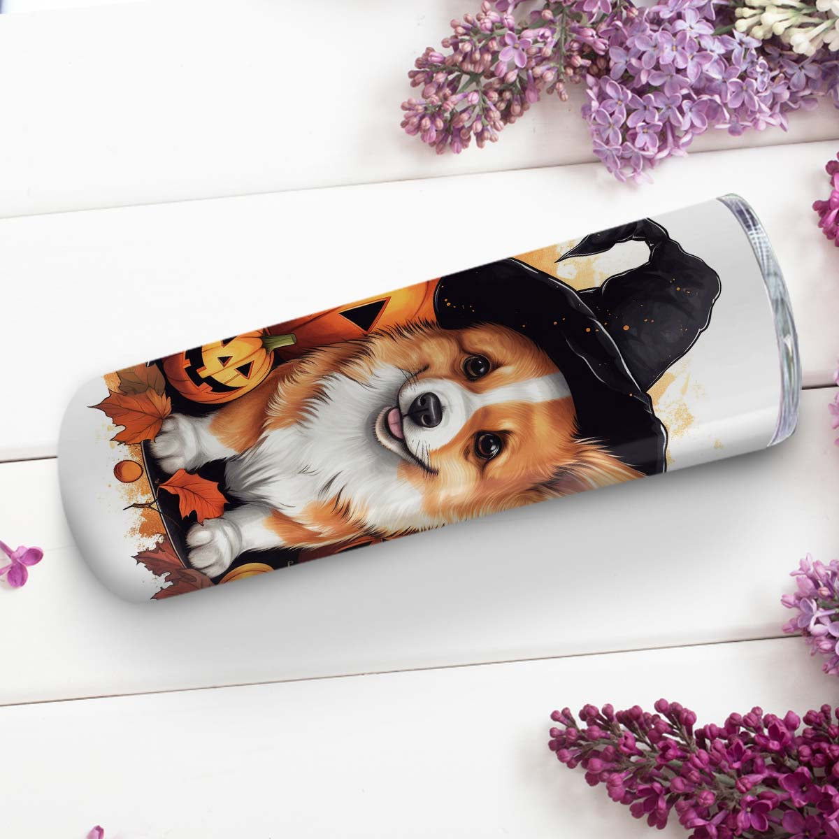 Funny Pembroke Welsh Corgi Halloween 20oz Skinny Tumbler, Pembroke Welsh Corgi Tumbler, Pets Dog Lover, Dog Mom Dog Dad, Vibrant Tumbler, Trending Tumbler