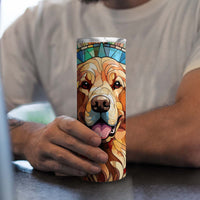 Thumbnail for Golden Retriever In Stained Glass 20oz Skinny Tumbler, Golden Retriever Tumbler, Pets Dog Lover, Dog Mom Dog Dad, Vibrant Tumbler, Trending Tumbler