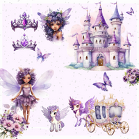 Thumbnail for Little Princess Clipart, Watercolor Princess Clipart,Little Princess Ornaments, Baby Princess, Castle Sublimation Design, Princess Birthday,  Fairytale Princes 010