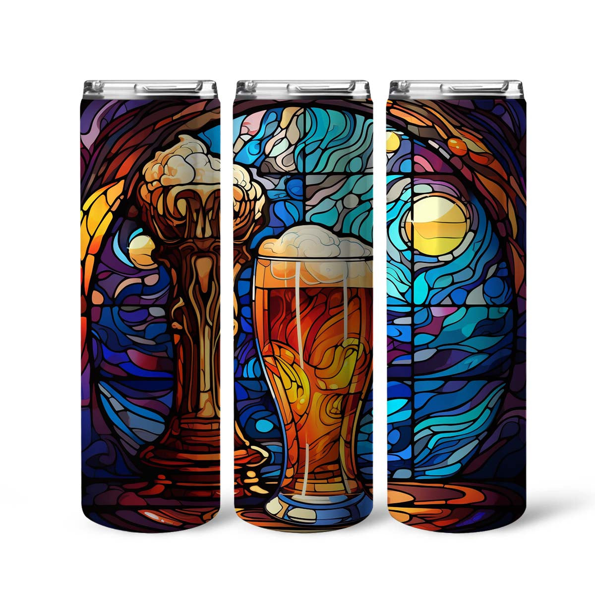 Mysterious Beer In Stained Glass 20oz Skinny Tumbler, Beer Lover, Alcohol Tumbler, Vibrant Tumbler, Trending Tumbler