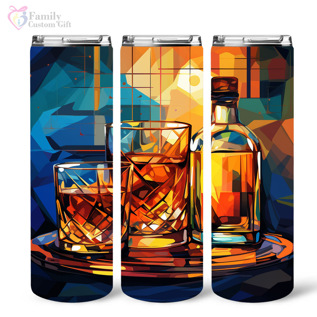 Scotch Whisky In Stained Glass 20oz Skinny Tumbler, Whisky Drinker, Whisky Lover Gifts, Alcohol Drink, Alcohol Tumbler, Vibrant Tumbler, Trending Tumbler