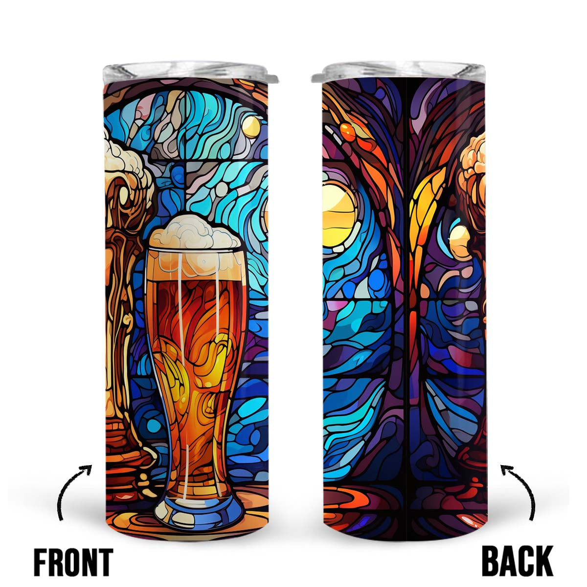 Mysterious Beer In Stained Glass 20oz Skinny Tumbler, Beer Lover, Alcohol Tumbler, Vibrant Tumbler, Trending Tumbler