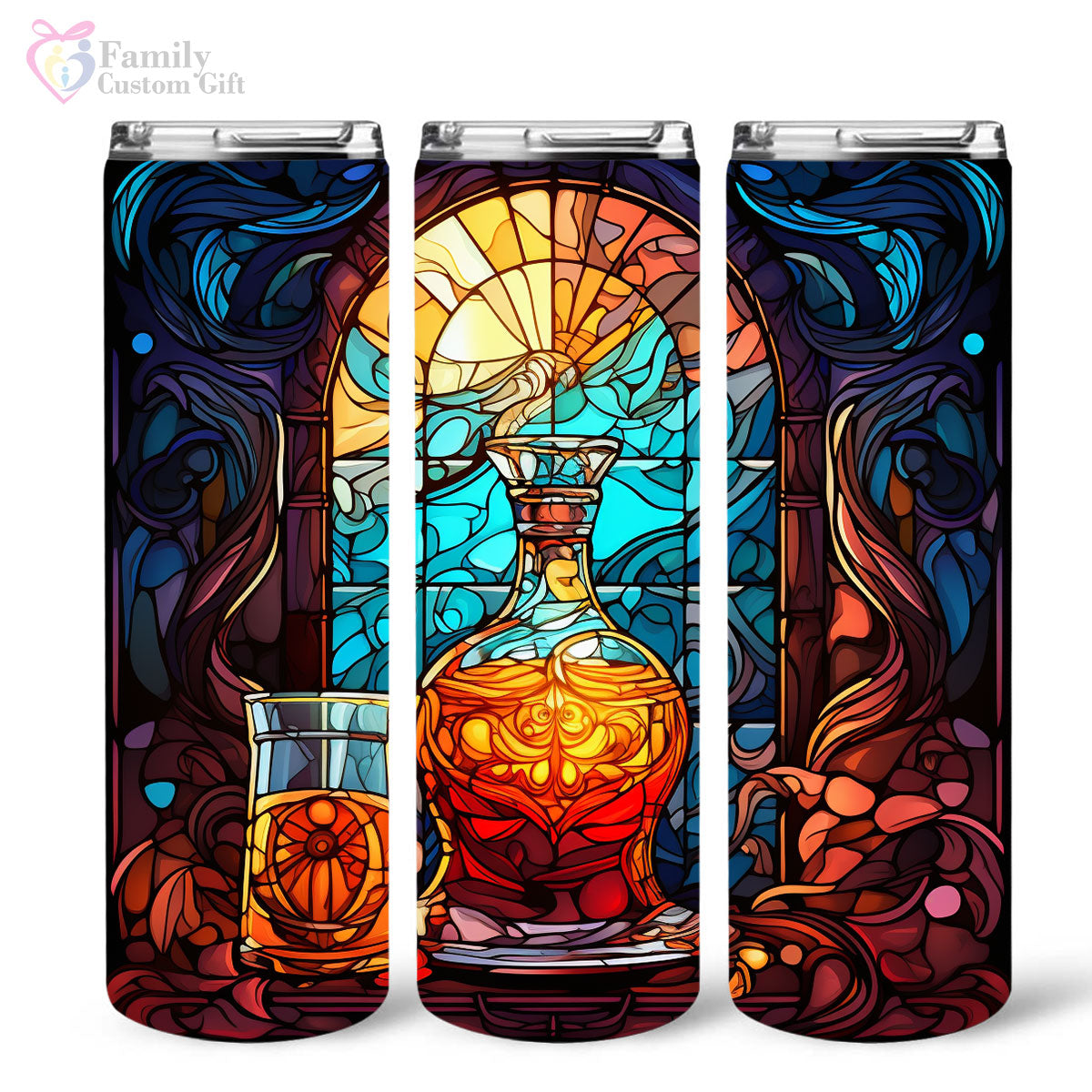 Mysterious Rum In Stained Glass 20oz Skinny Tumbler, Rum Lover, Alcohol Tumbler, Vibrant Tumbler, Trending Tumbler