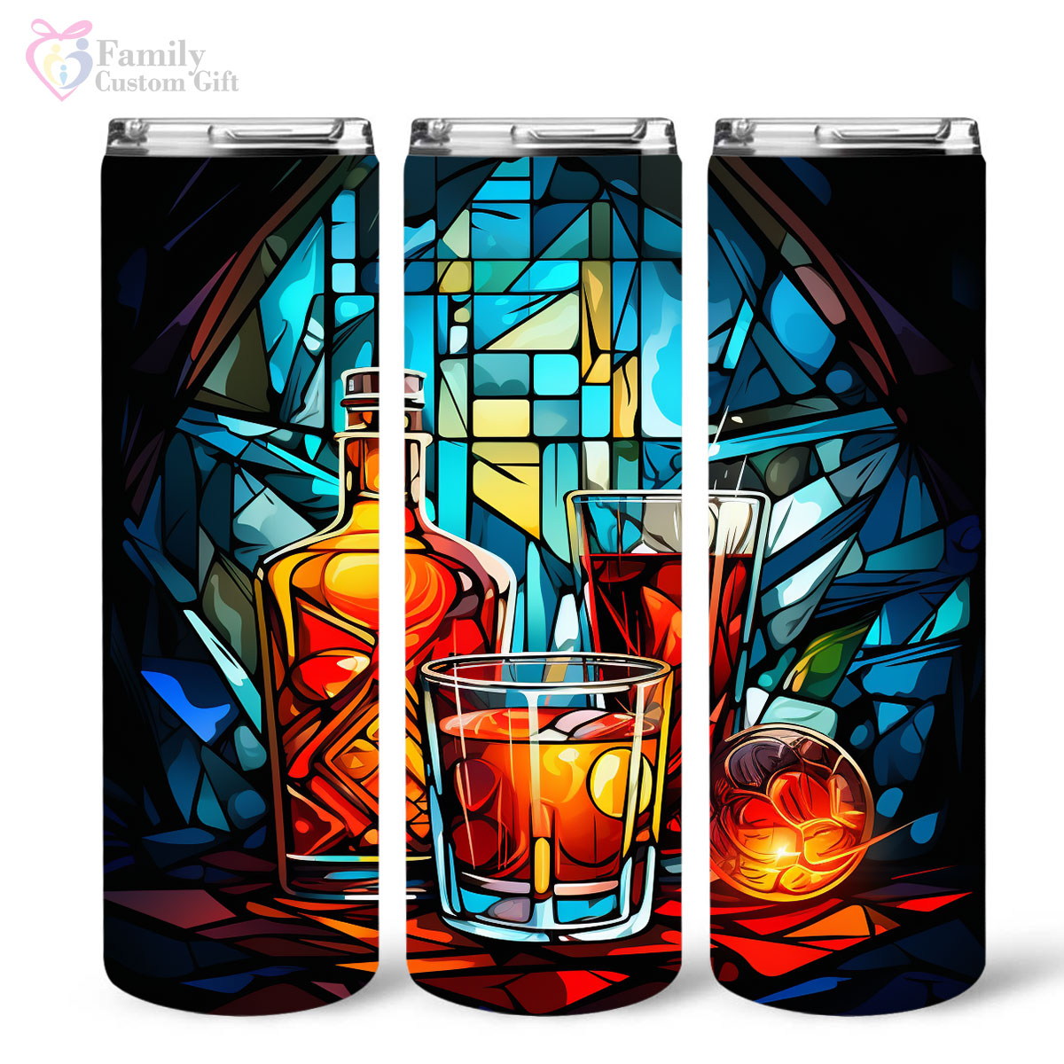 Colorful Rum In Stained Glass 20oz Skinny Tumbler, Rum Lover, Alcohol Tumbler, Vibrant Tumbler, Trending Tumbler